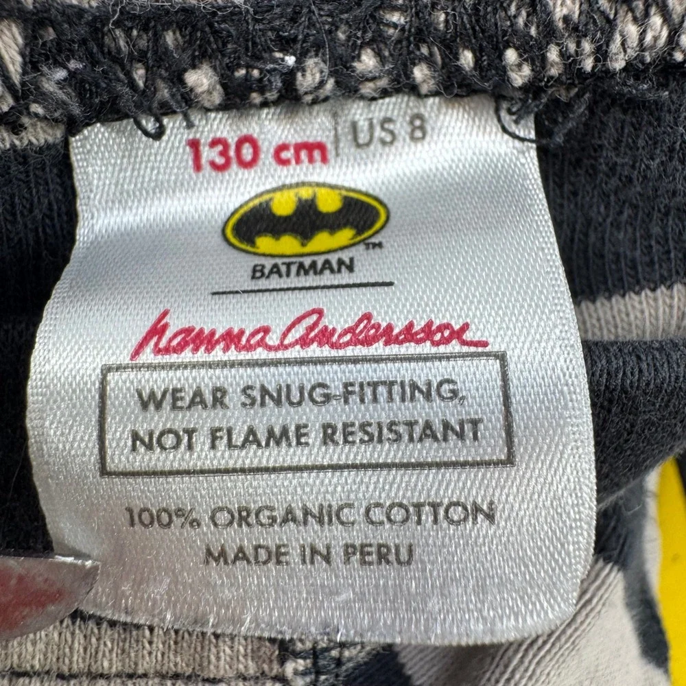 Hanna Andersson Batman Pajama Set Kids Size 8 Black Striped Superhero PJs #1